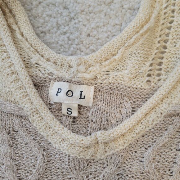 NWOT POL Distressed Oversized Loose Cable Knit Women's Sweater Small Beige Brown - Picture 7 of 9